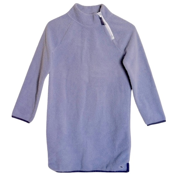 VINEYARD VINES • Girls Blue Fuzzy Zipper Accent Long Sleeve Dress Coverup - Picture 1 of 5